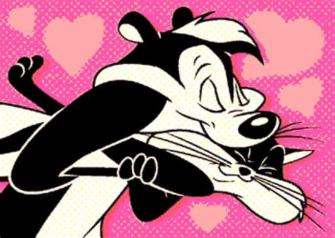 pepe le pew and penelope|pepe le pew kissing cat.